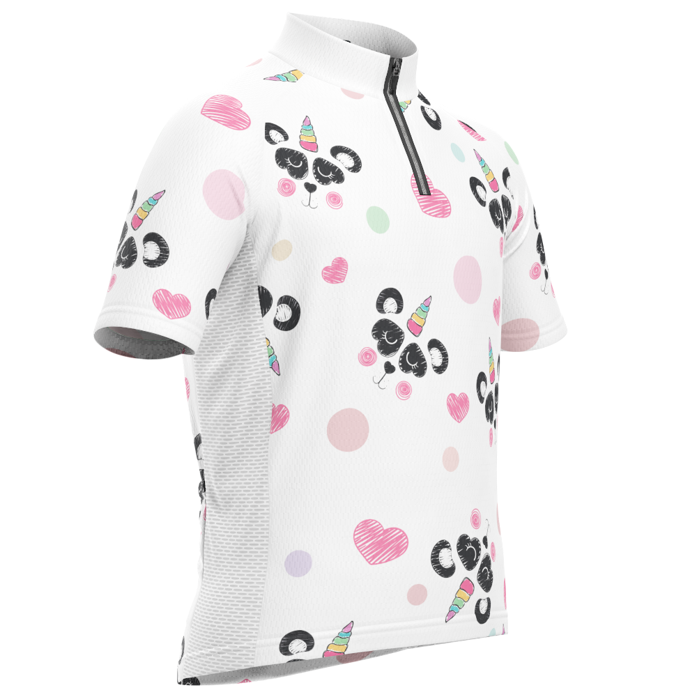 Kid's I Love Panda Unicorn Short Sleeve Cycling Jersey