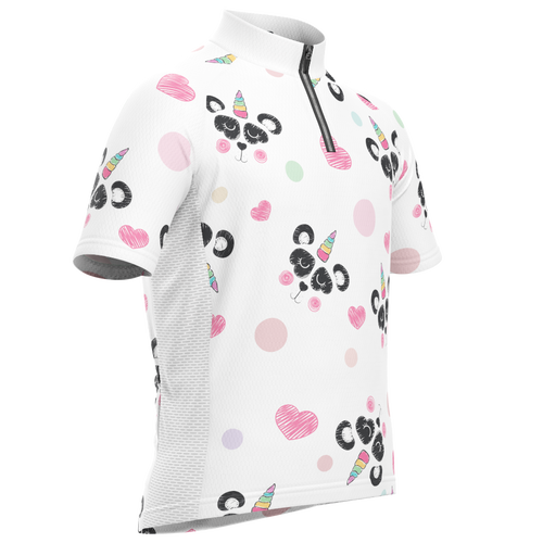 Kid's I Love Panda Unicorn Short Sleeve Cycling Jersey
