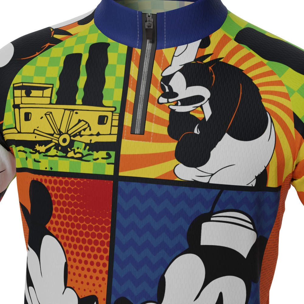 Kid's Steamboat Willie Comic Vignettes Short Sleeve Cycling Jersey