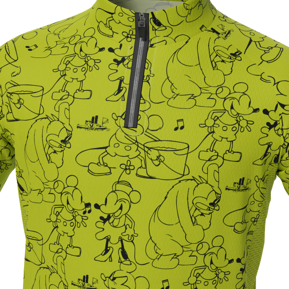 Kid's Steamboat Willie Sketches Short Sleeve Cycling Jersey