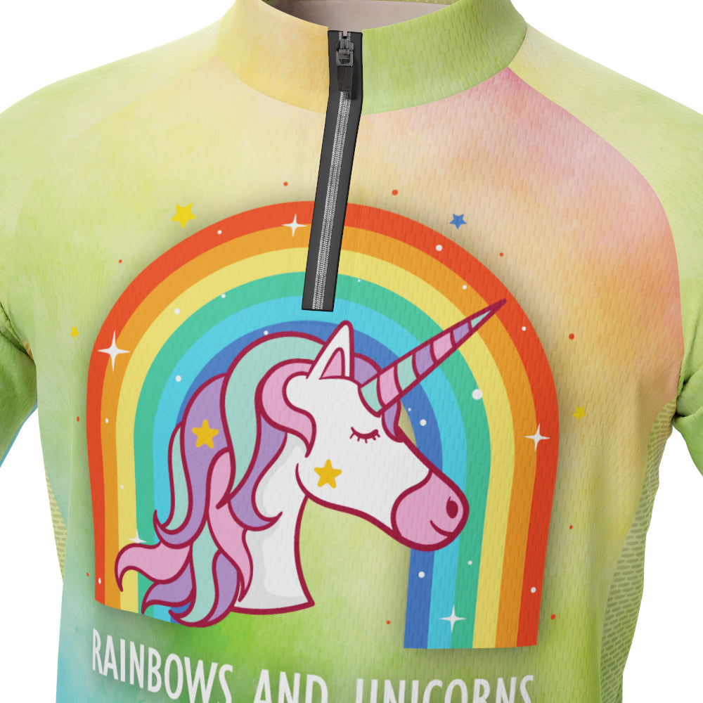 Kid's Rainbows and Unicorns Short Sleeve Cycling Jersey