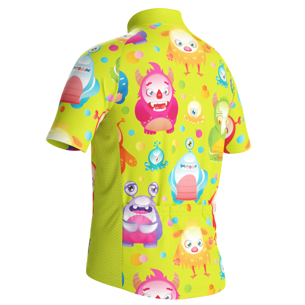 Kid's Cute Aliens Short Sleeve Cycling Jersey