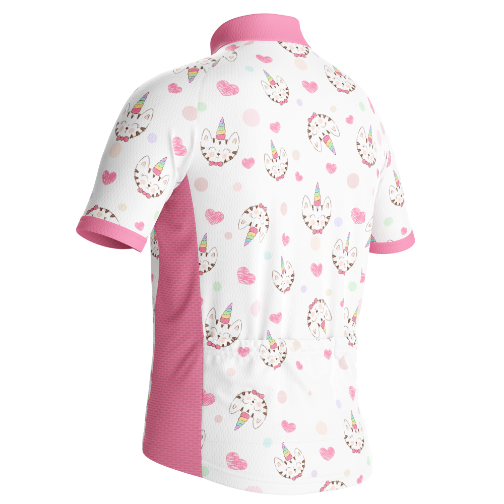 Kid's Kitty Corn Unicorn Short Sleeve Cycling Jersey