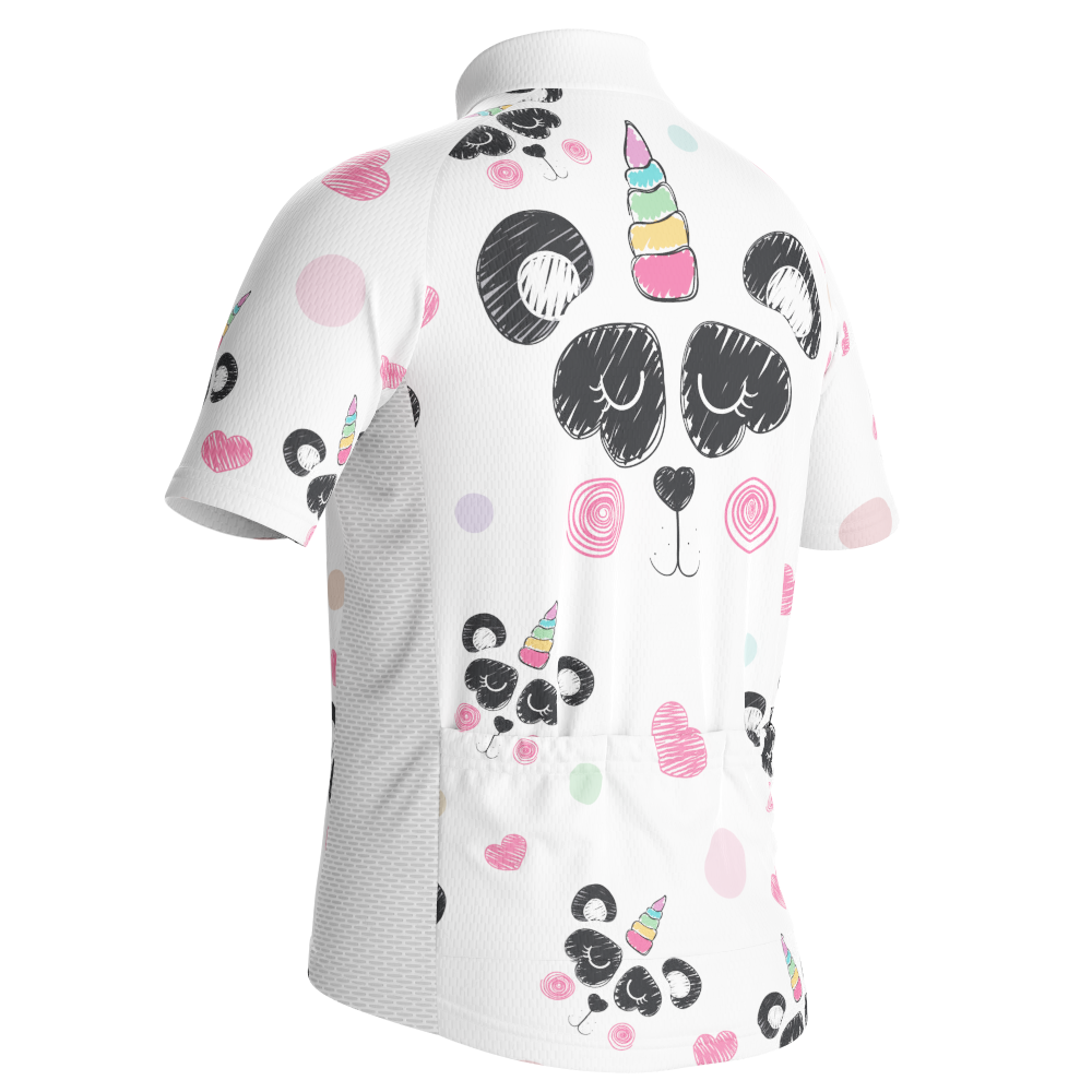 Kid's I Love Panda Unicorn Short Sleeve Cycling Jersey
