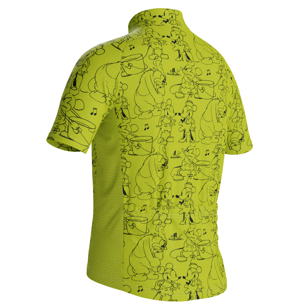 Kid's Steamboat Willie Sketches Short Sleeve Cycling Jersey