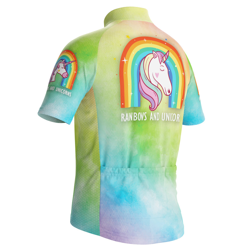 Kid's Rainbows and Unicorns Short Sleeve Cycling Jersey