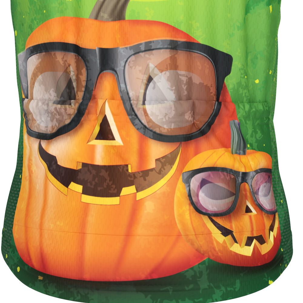 Kid's Halloween Pumpkin Glasses Short Sleeve Cycling Jersey