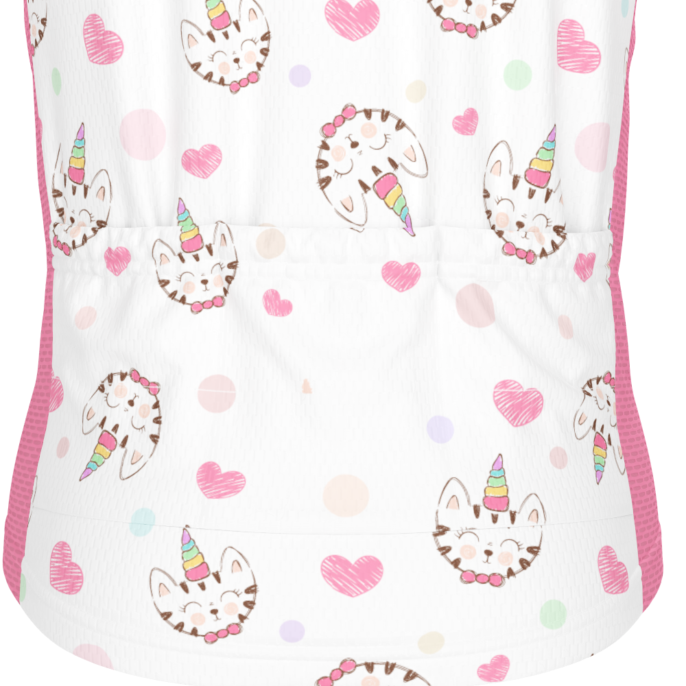 Kid's Kitty Corn Unicorn Short Sleeve Cycling Jersey