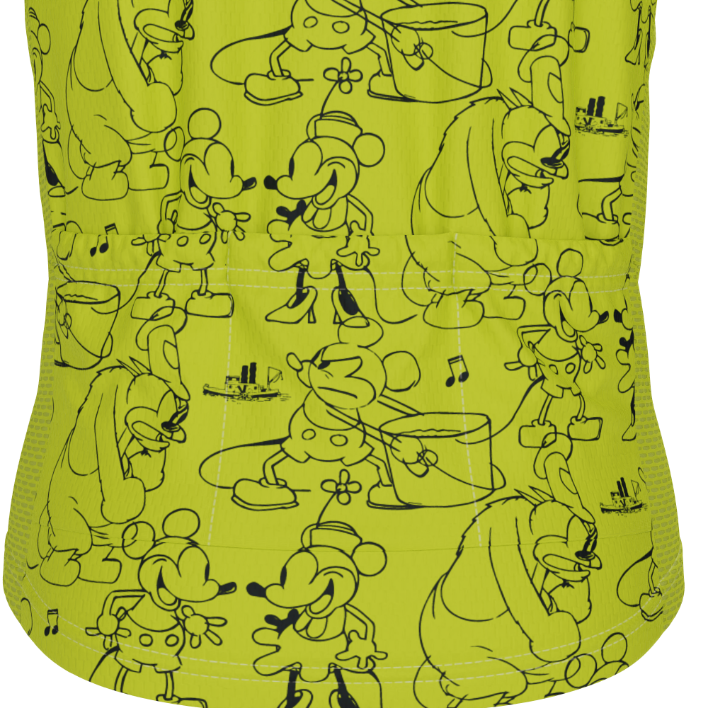 Kid's Steamboat Willie Sketches Short Sleeve Cycling Jersey