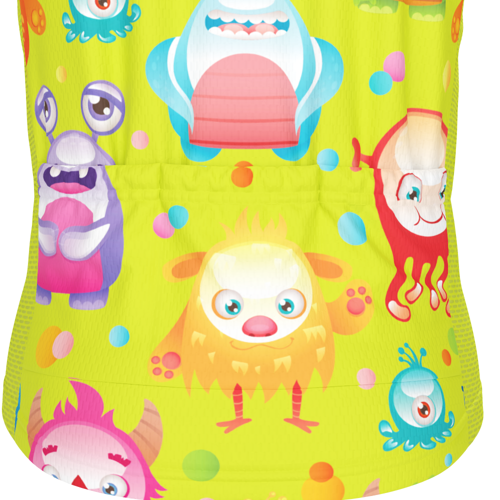 Kid's Cute Aliens Short Sleeve Cycling Jersey