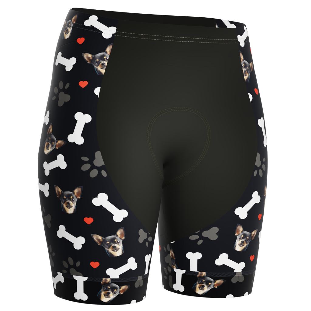 Women's Gel Padded Cycling Shorts Quick Dry & Custom Pet Bones Design