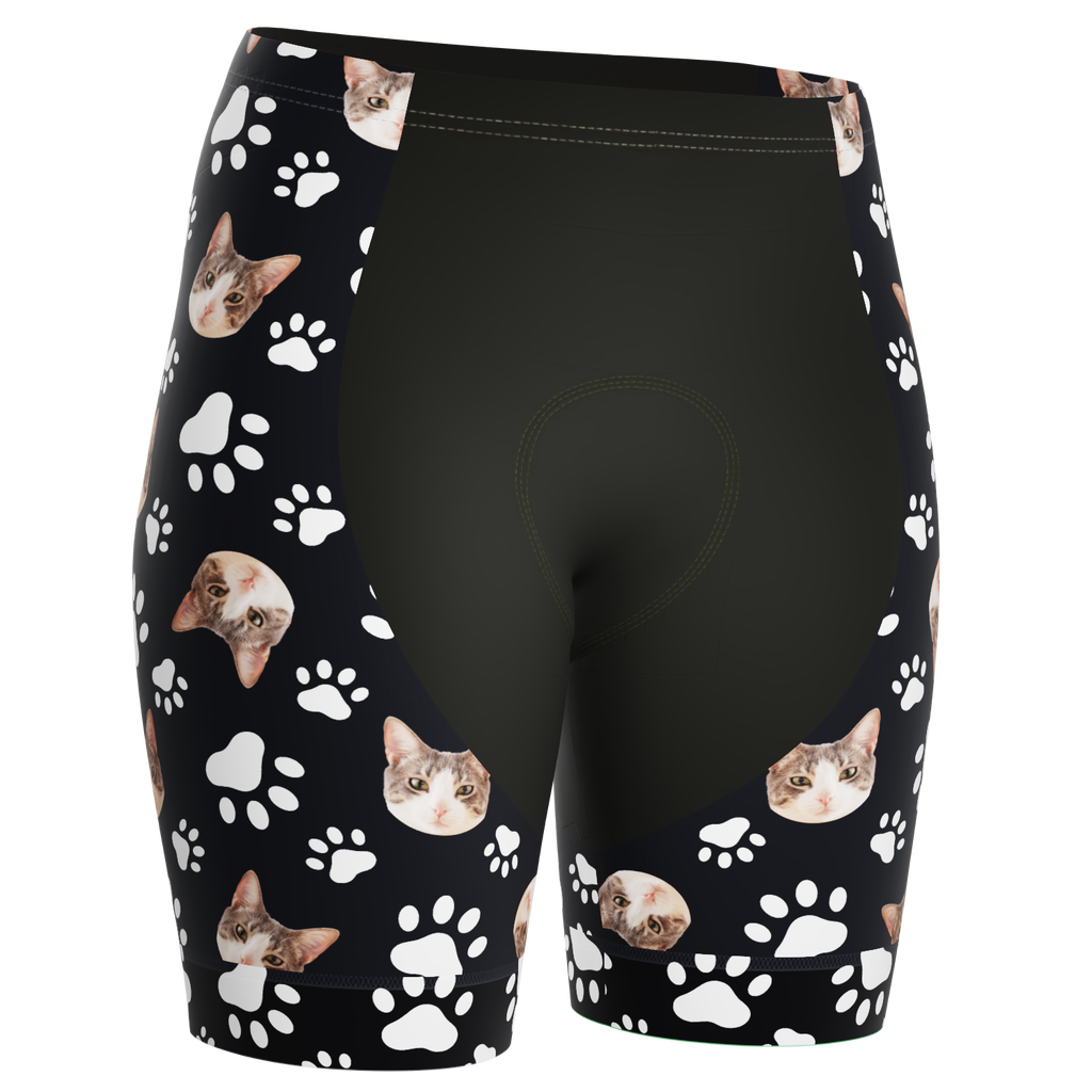 Women's Custom Pet Paws Cycling Shorts Gel Padded Performance