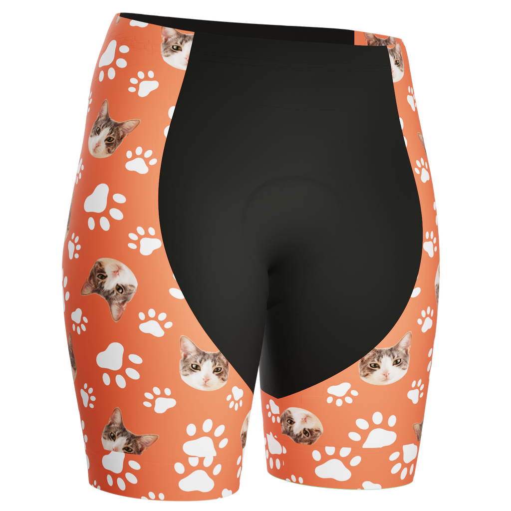 Women's Custom Pet Paws Cycling Shorts Gel Padded Performance