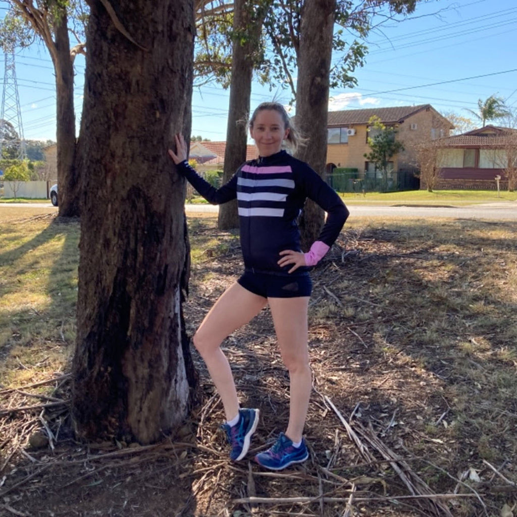 Women's Four Stripes with Pink Long Sleeve Cycling Jersey