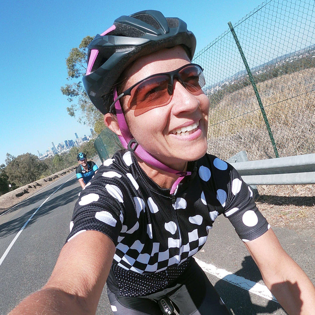 Women's The "Nina" Polka Dot Checkered Short Sleeve Cycling Jersey