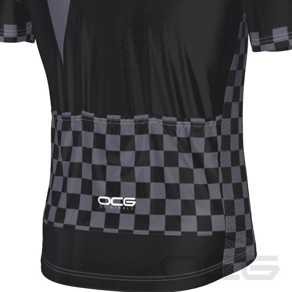Men's Checkered Lighting Short Sleeve Cycling Jersey