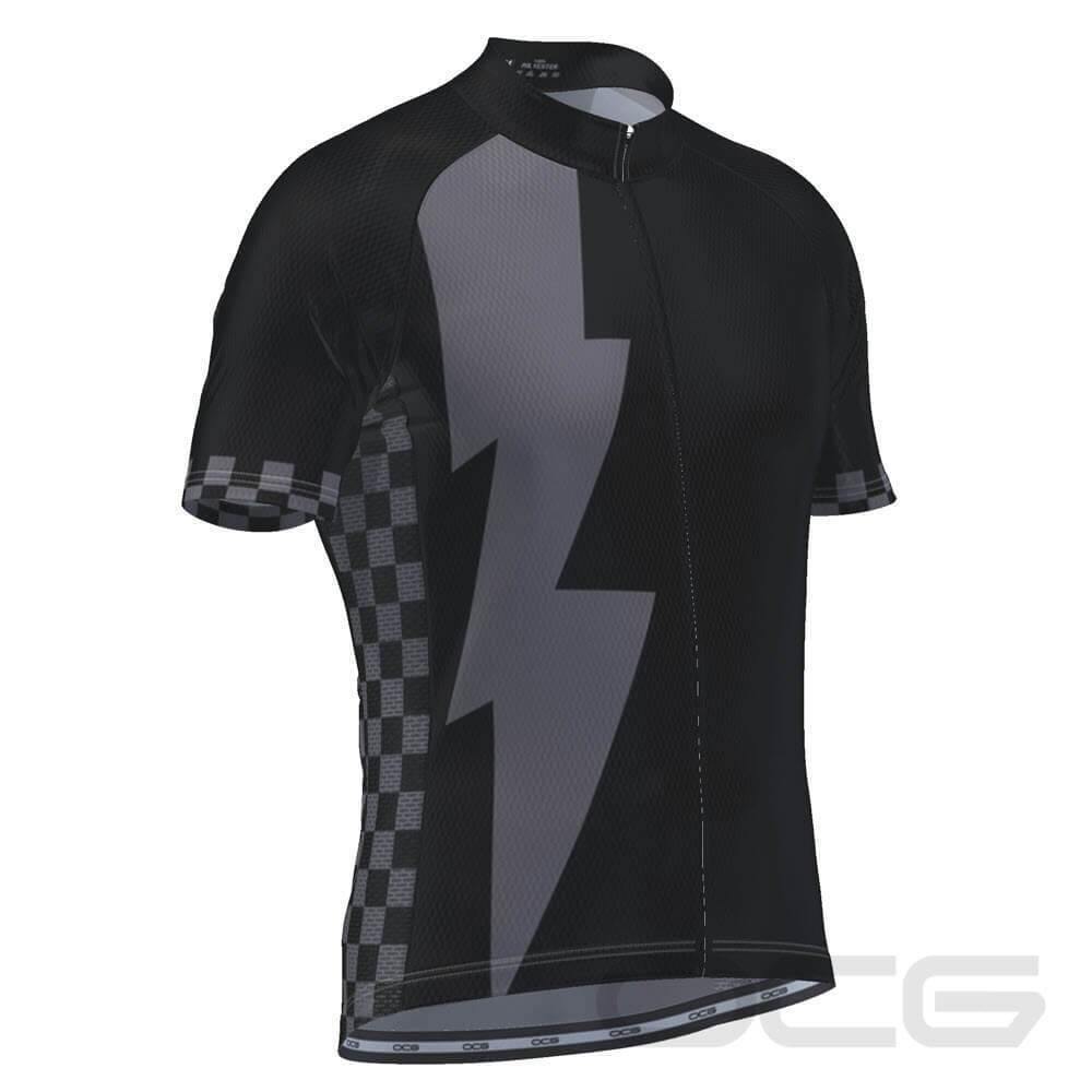 Men's Checkered Lighting Short Sleeve Cycling Jersey