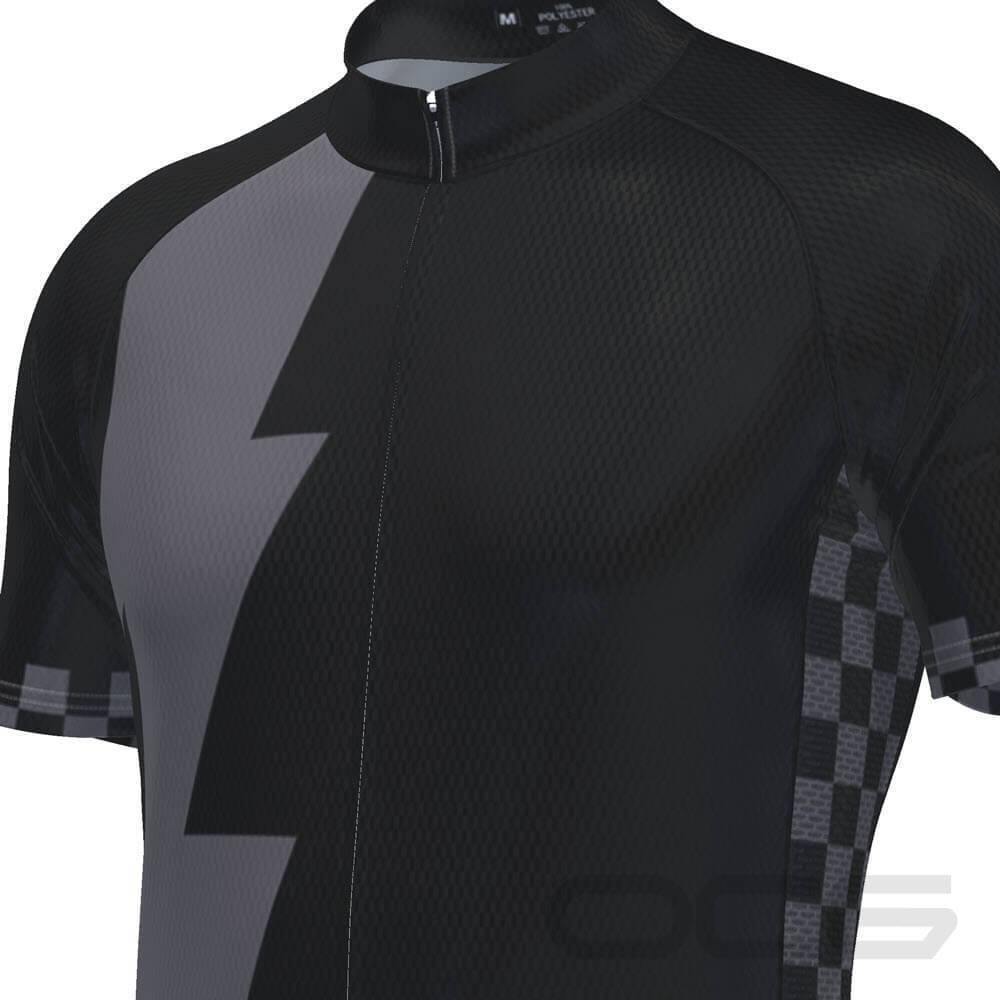 Men's Checkered Lighting Short Sleeve Cycling Jersey