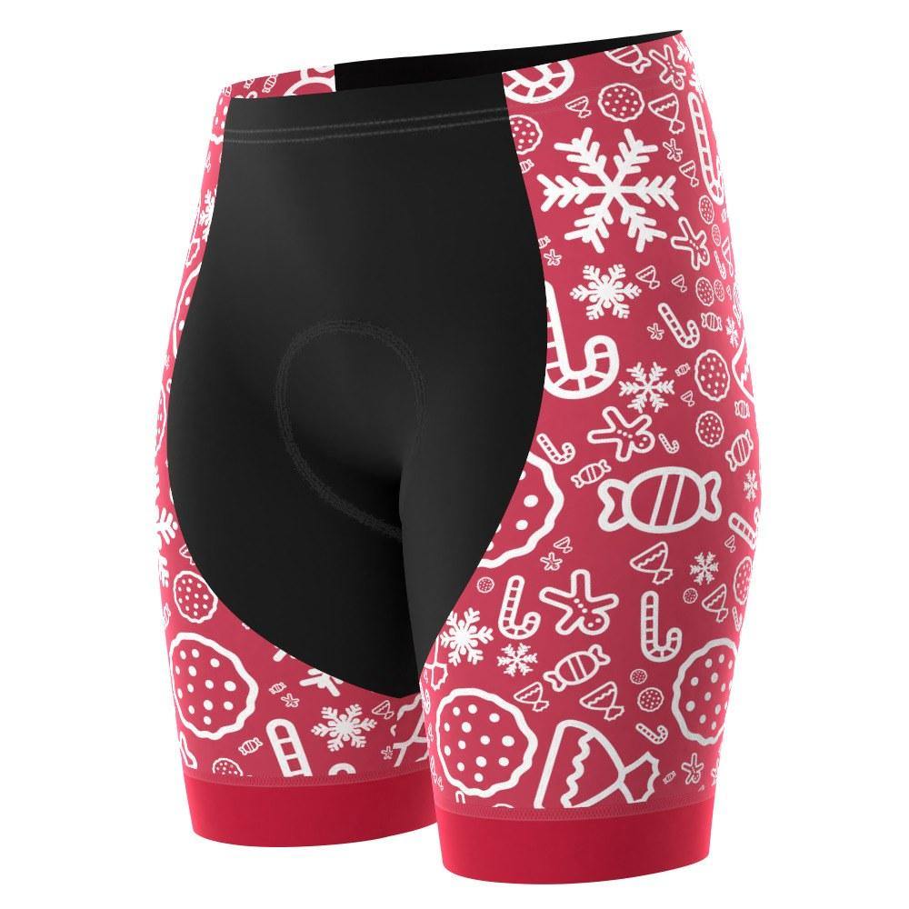 Women's Christmas Candy Gel Padded Cycling Shorts