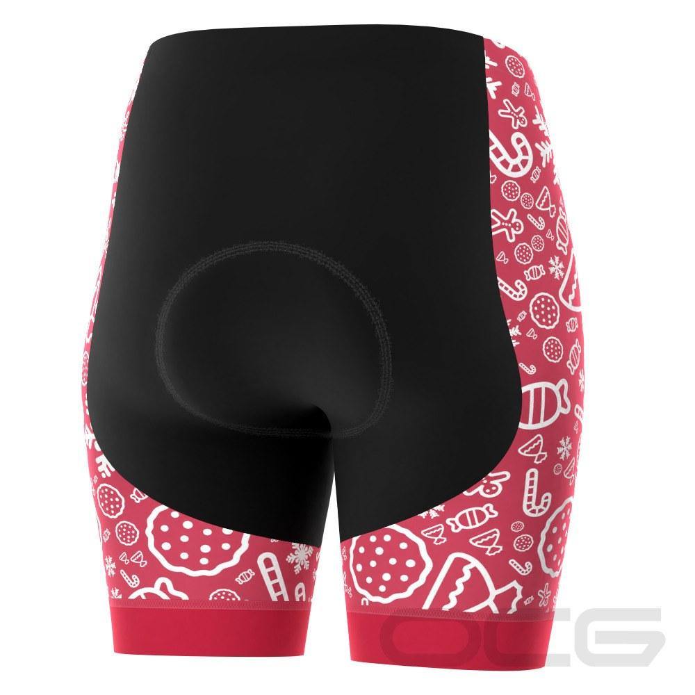 Women's Christmas Candy Gel Padded Cycling Shorts