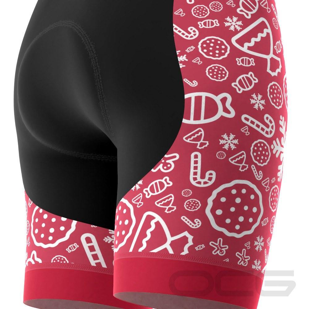 Women's Christmas Candy Gel Padded Cycling Shorts