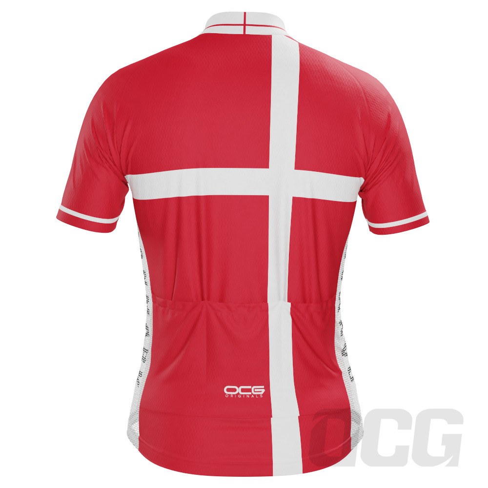 Men's Denmark National Flag Short Sleeve Cycling Jersey