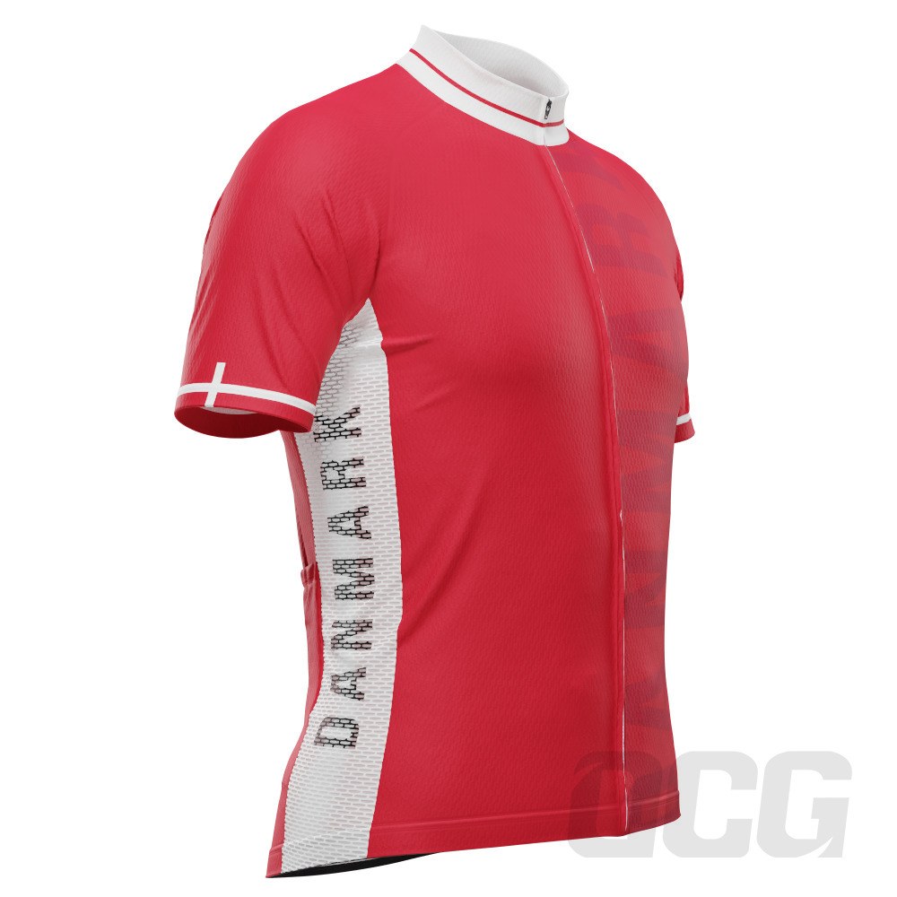Men's Denmark National Flag Short Sleeve Cycling Jersey