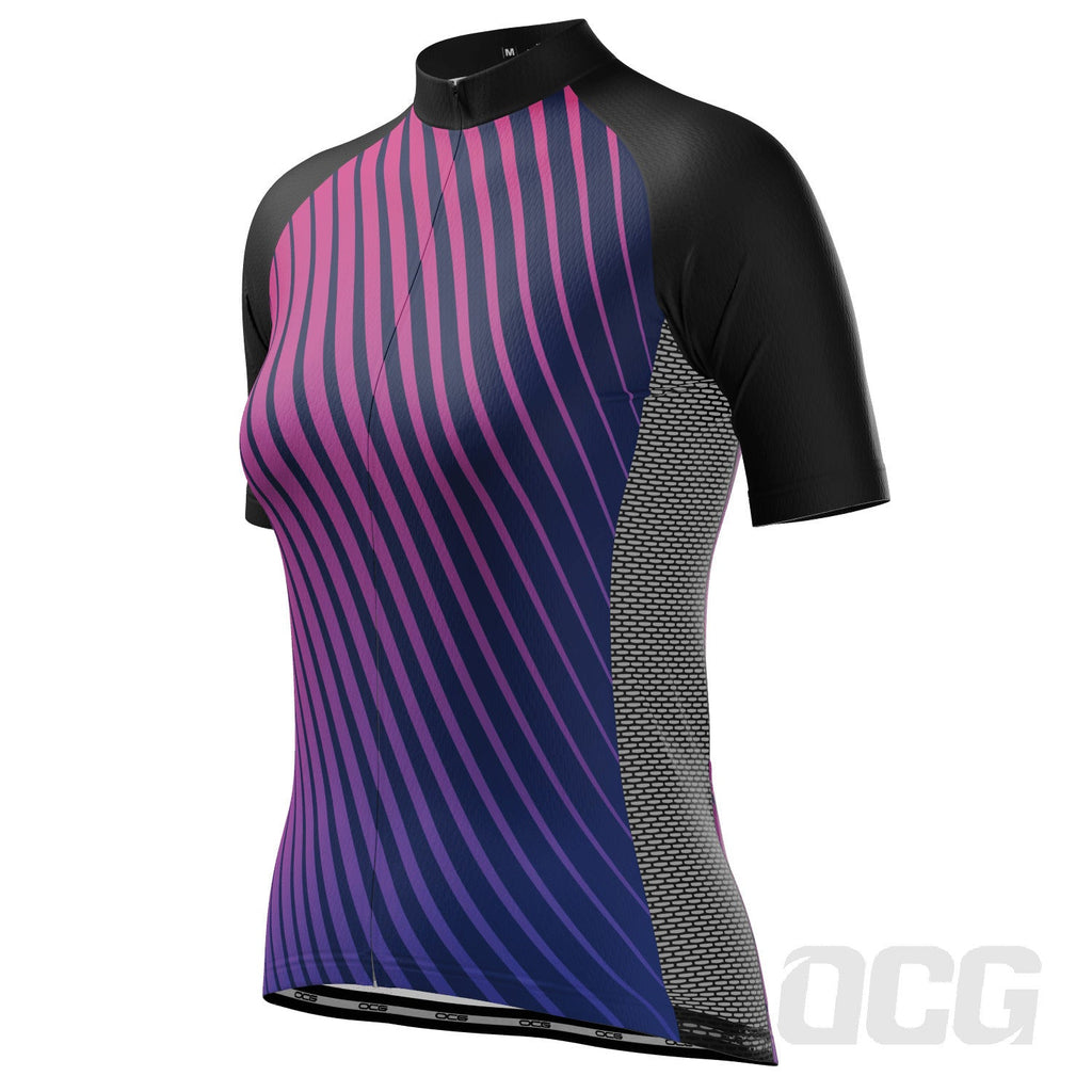 Women's Disco Stripes Short Sleeve Cycling Jersey