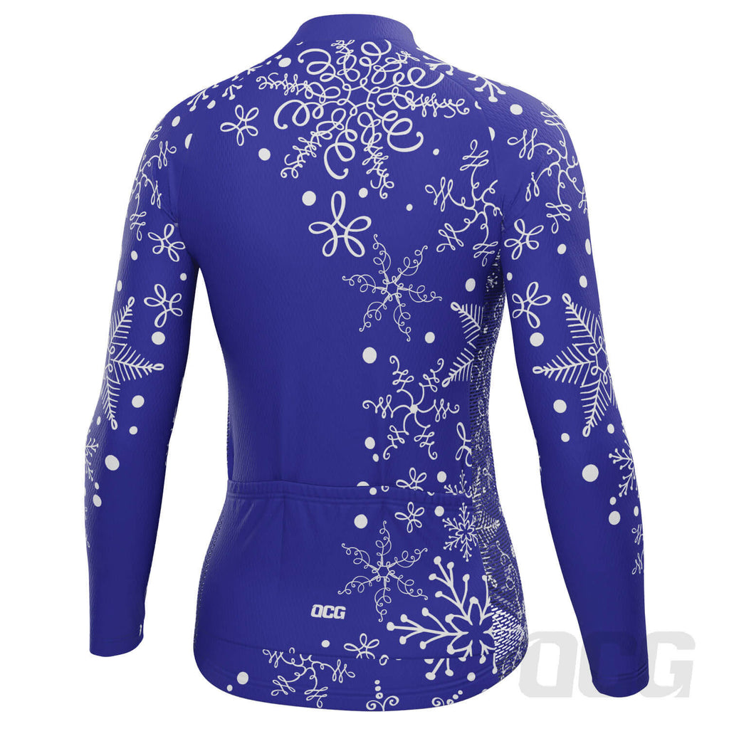 Women's Festive Snowflake Long Sleeve Cycling Jersey