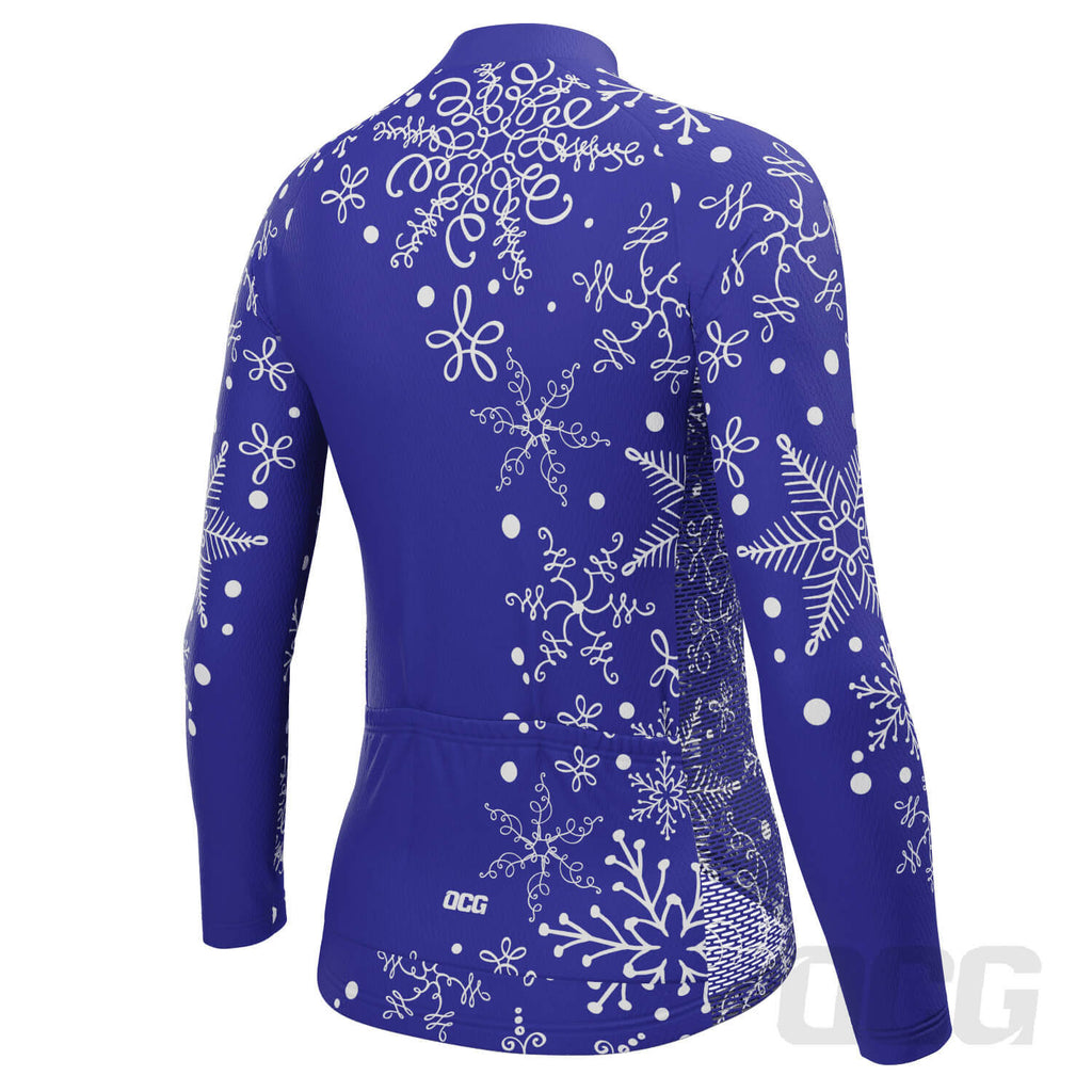 Women's Festive Snowflake Long Sleeve Cycling Jersey