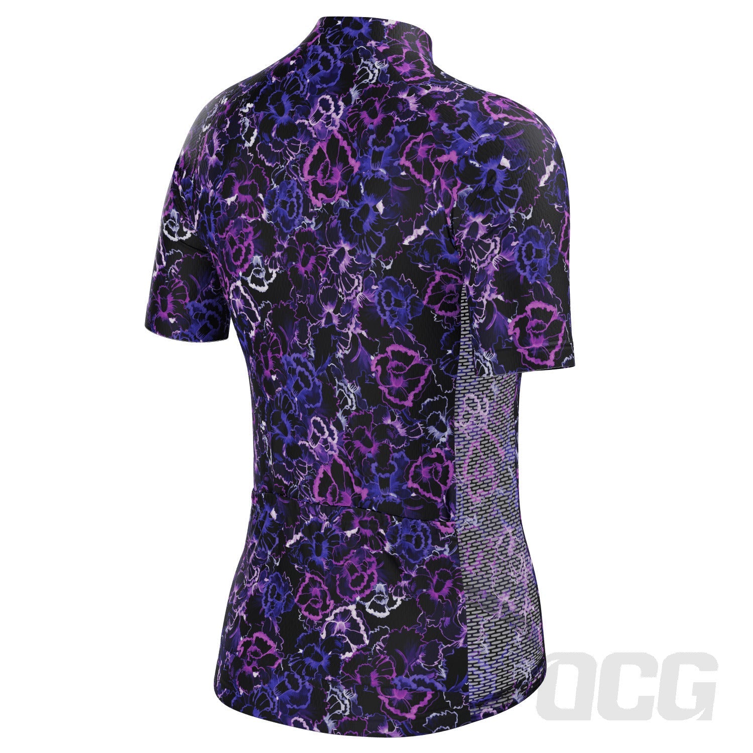 Women's Floral Dark Neon Short Sleeve Cycling Jersey