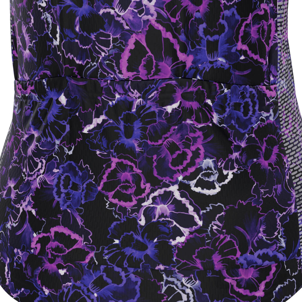 Women's Floral Dark Neon Short Sleeve Cycling Jersey