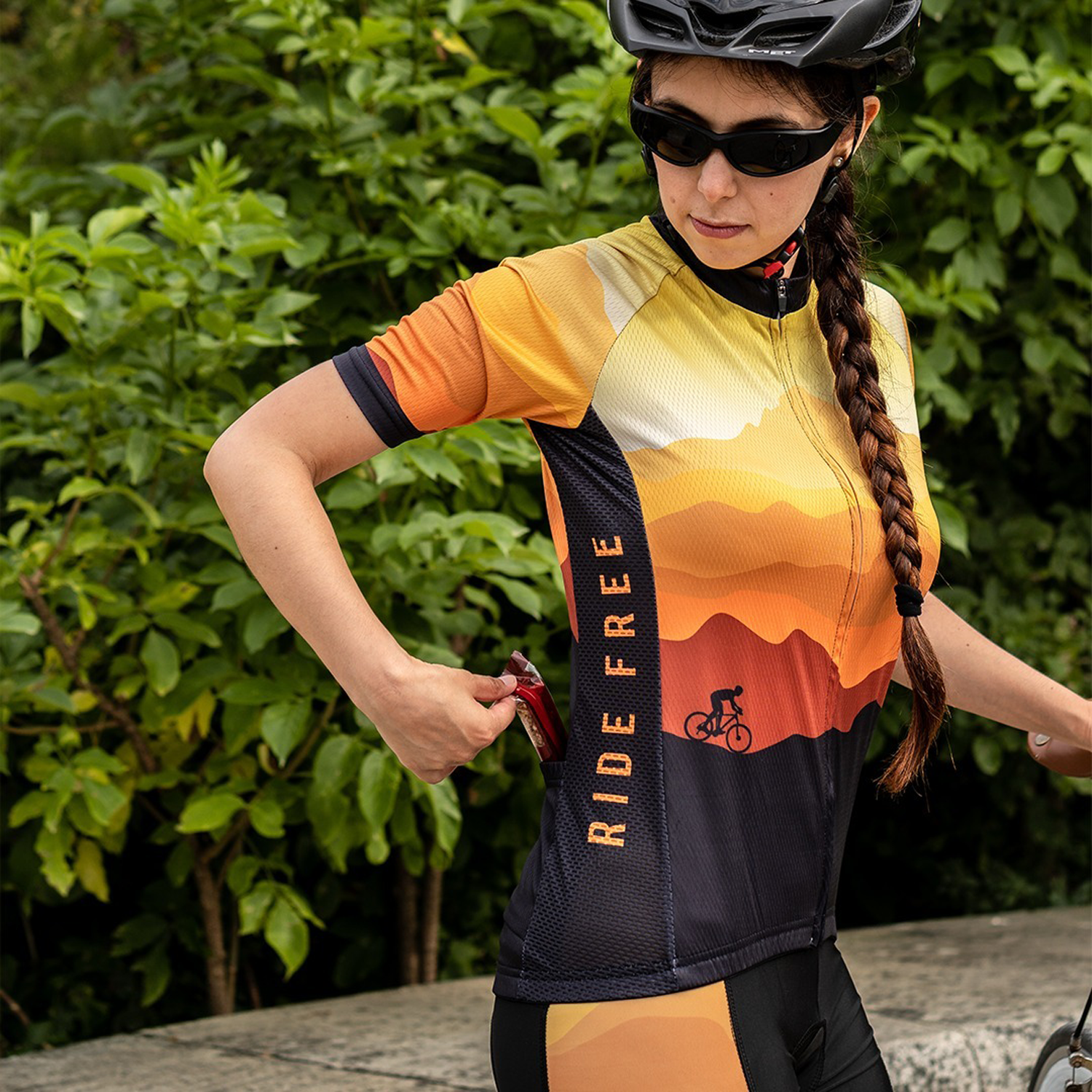 Men's Ride Free Sunset Short Sleeve Cycling Jersey