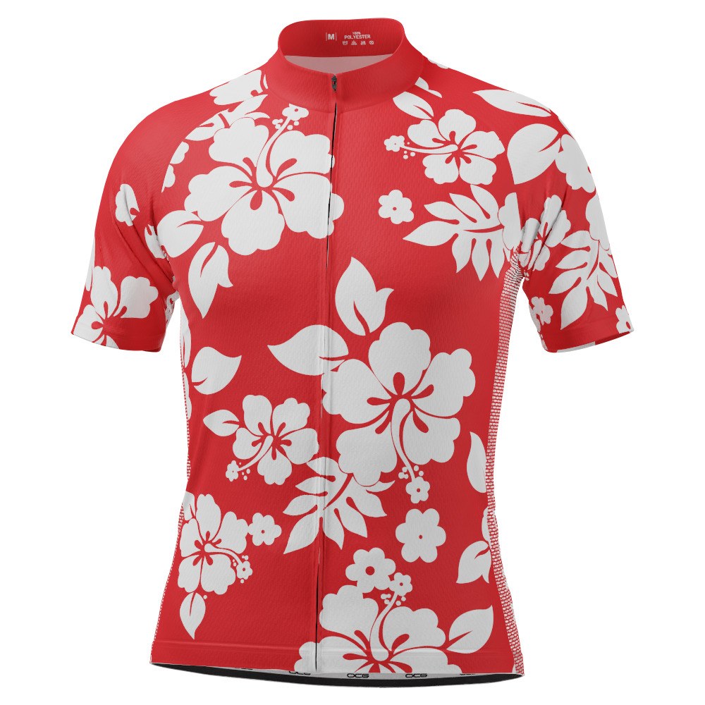 Men's Hawaiian Aloha Floral Short Sleeve Cycling Jersey