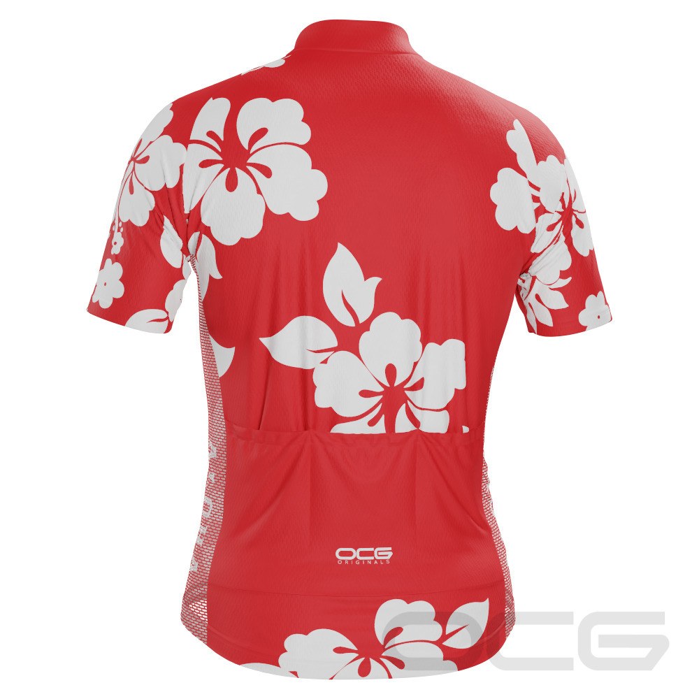 Men's Hawaiian Aloha Floral Short Sleeve Cycling Jersey