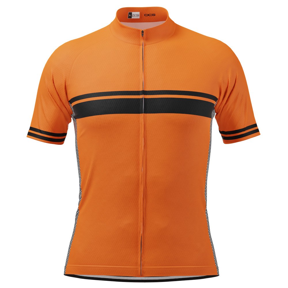 Men's Classic Yellow with Black Stripe Short Sleeve Cycling Jersey