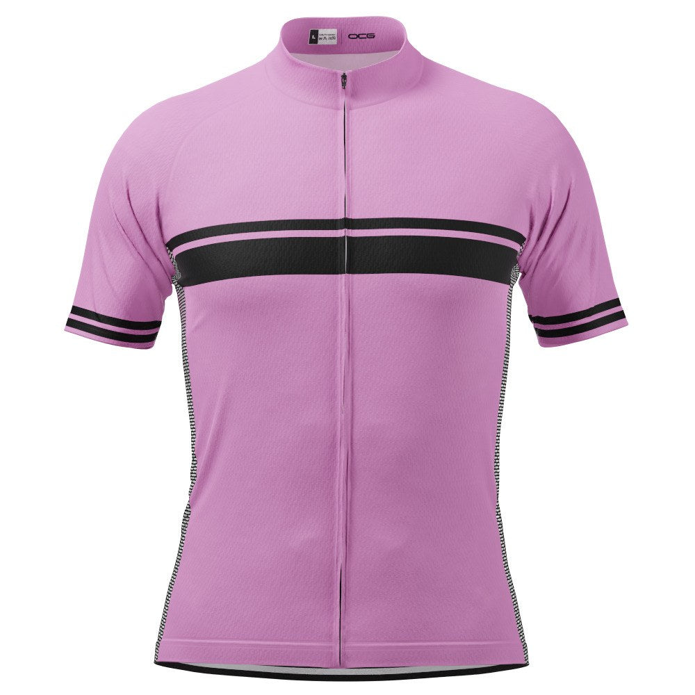 Men's Classic Yellow with Black Stripe Short Sleeve Cycling Jersey