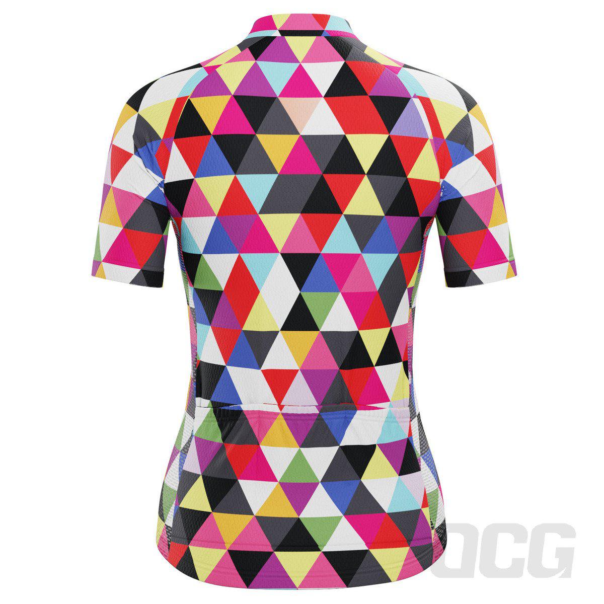 Women's High Viz Color Triangles Short Sleeve Cycling Jersey
