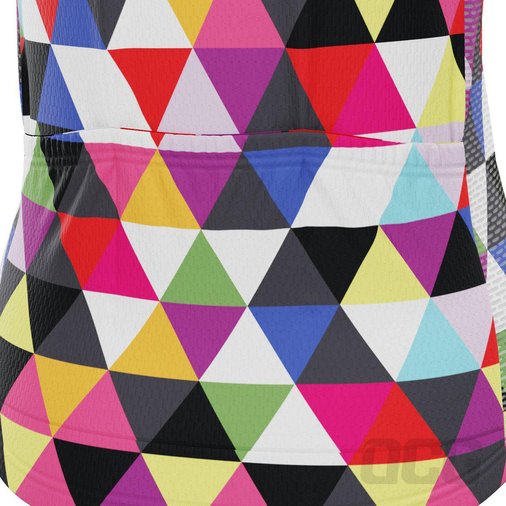 Women's High Viz Color Triangles Short Sleeve Cycling Jersey