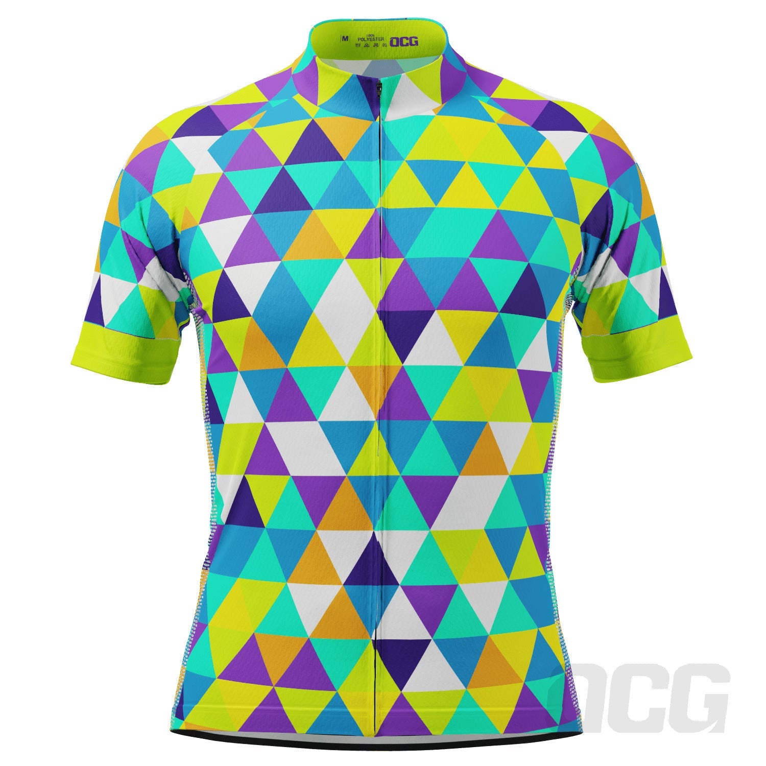 Men's High Viz Color Triangles Short Sleeve Cycling Jersey
