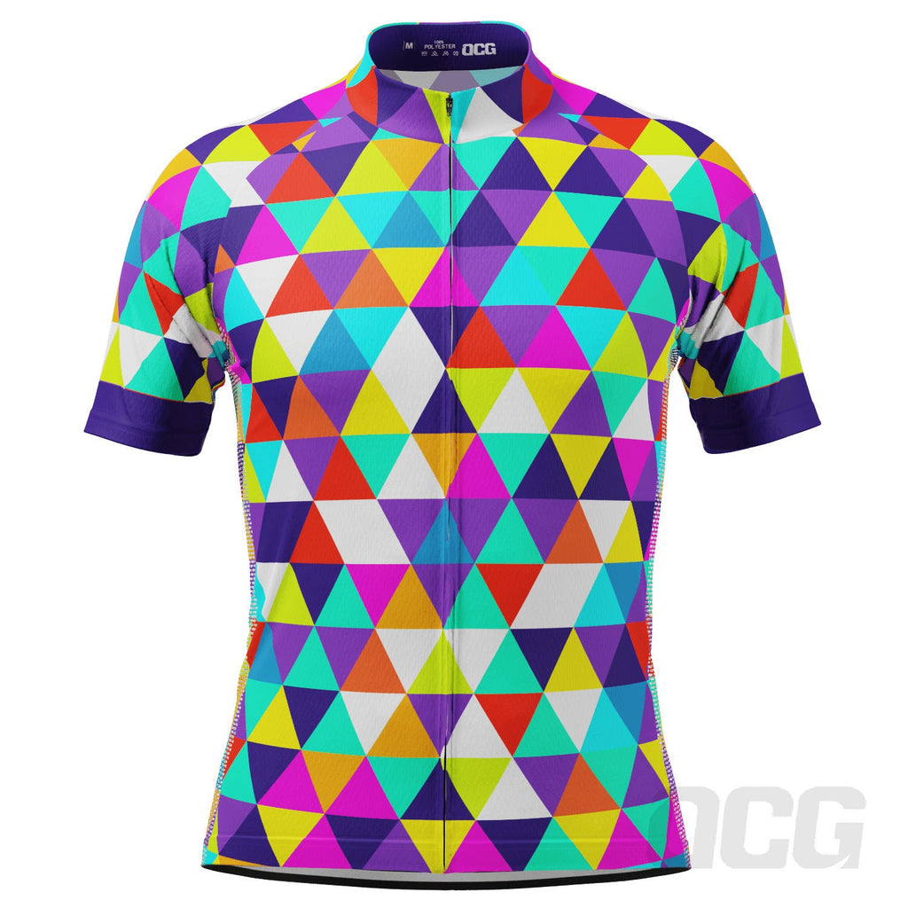 Men's High Viz Color Triangles Short Sleeve Cycling Jersey