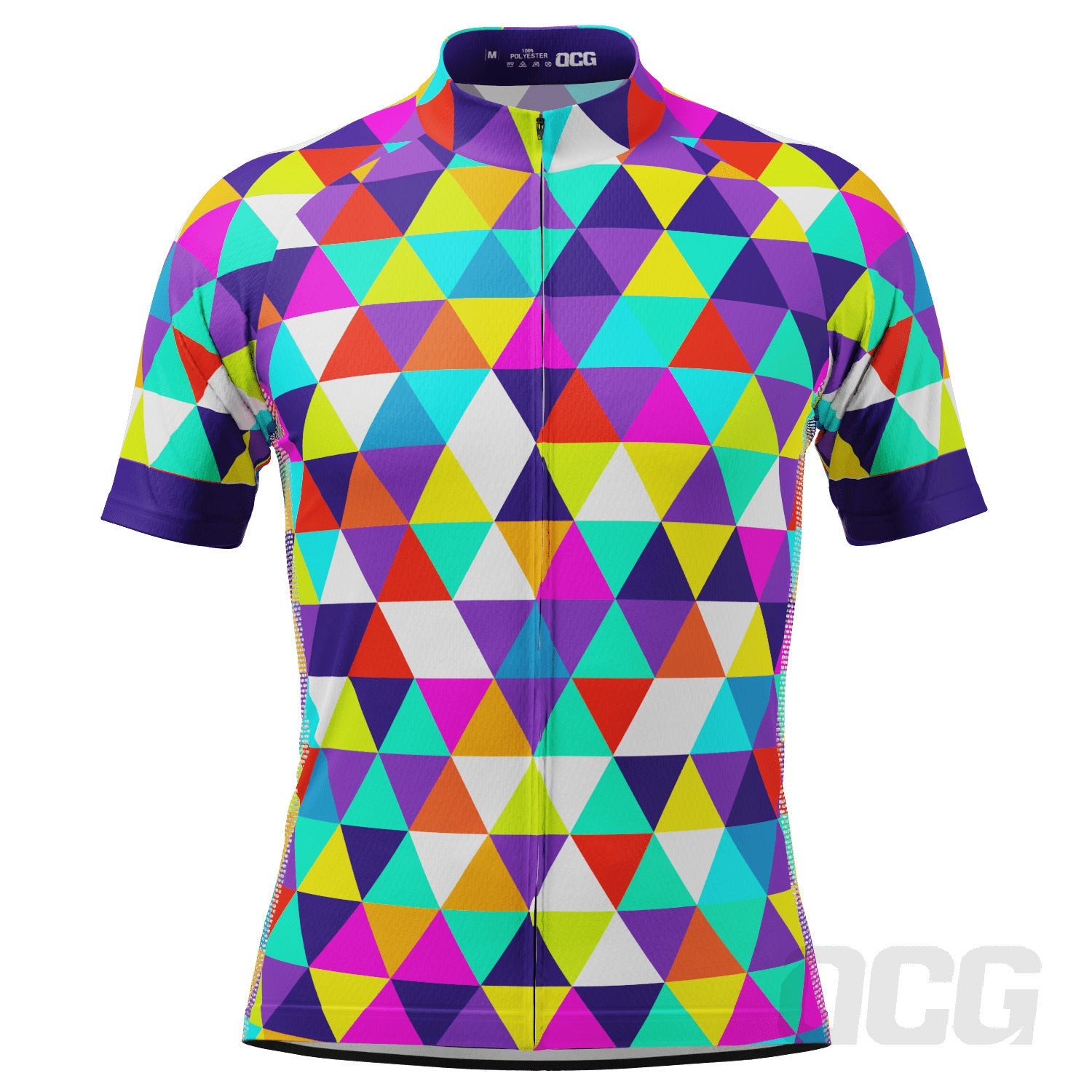 Men's High Viz Color Triangles Short Sleeve Cycling Jersey