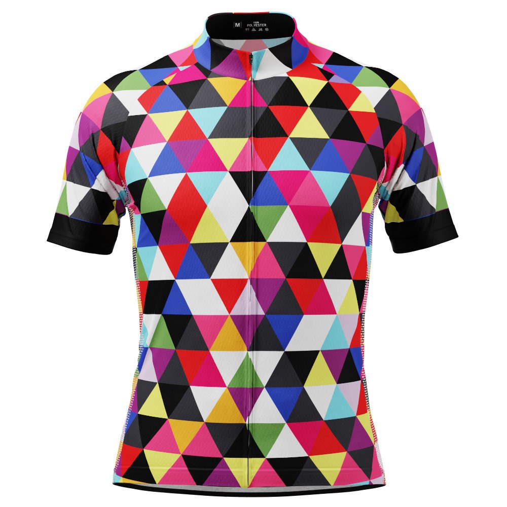 Men's High Viz Color Triangles Short Sleeve Cycling Jersey