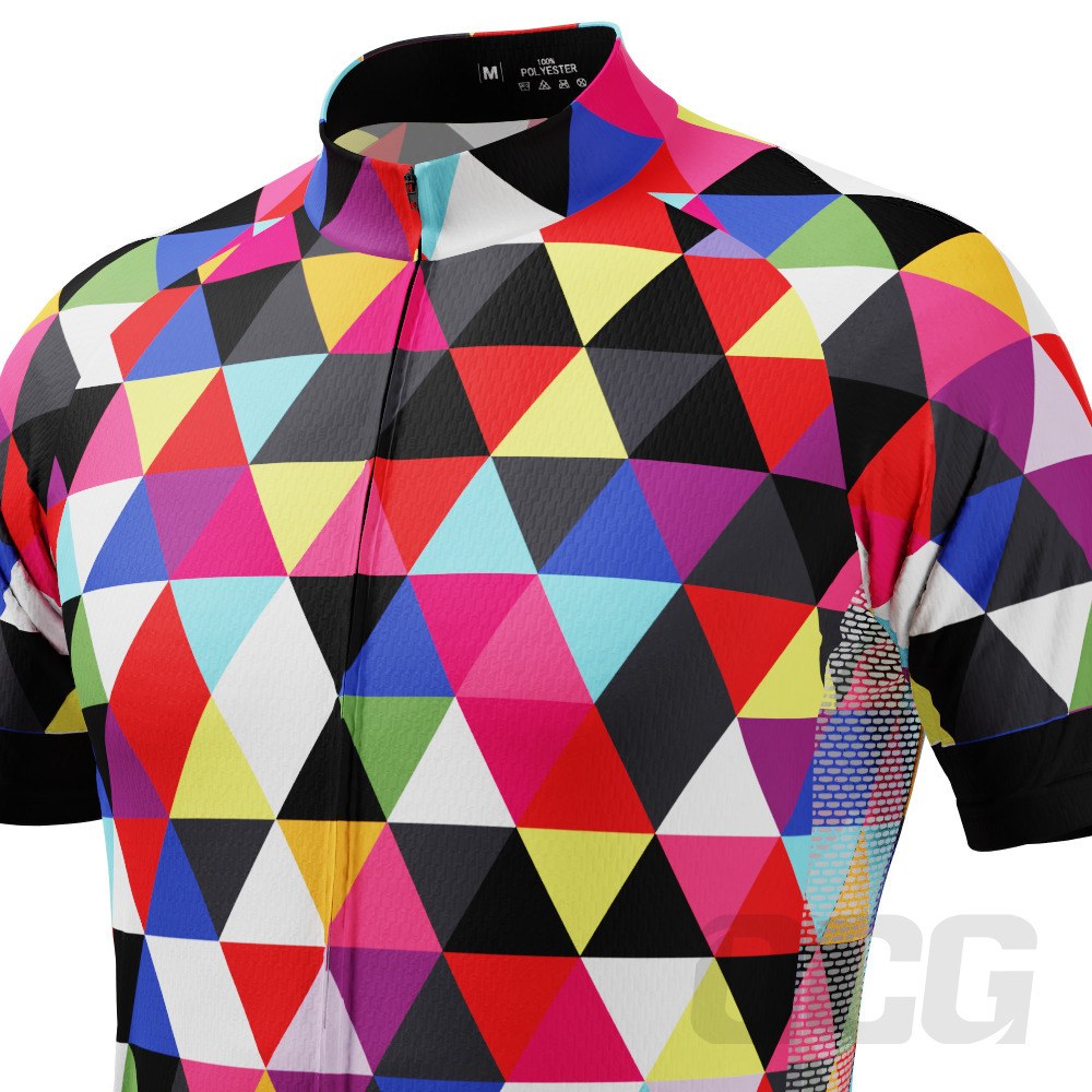 Men's High Viz Color Triangles Short Sleeve Cycling Jersey