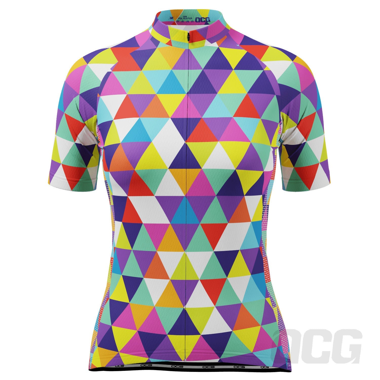 Women's High Viz Color Triangles Short Sleeve Cycling Jersey