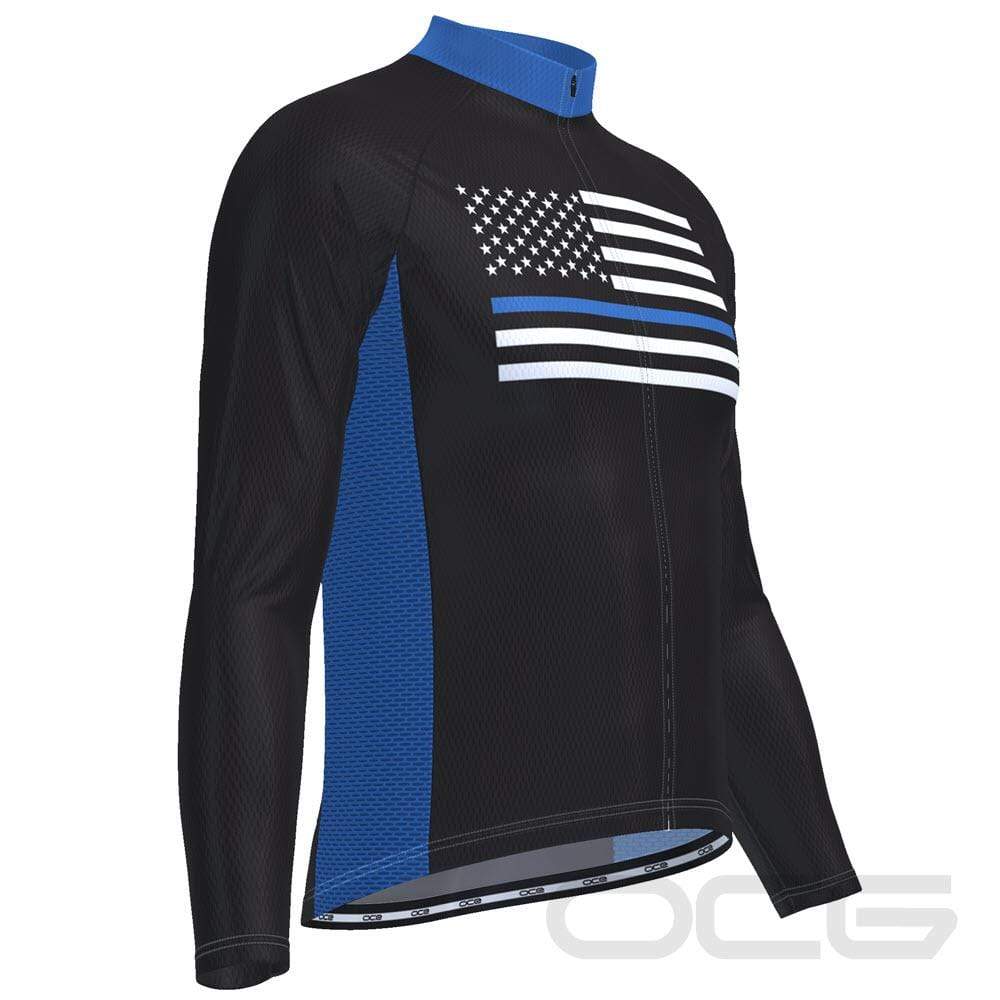Men's Thin Blue Line American Icon Long Sleeve Cycling Jersey