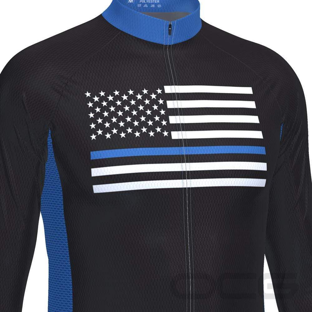 Men's Thin Blue Line American Icon Long Sleeve Cycling Jersey
