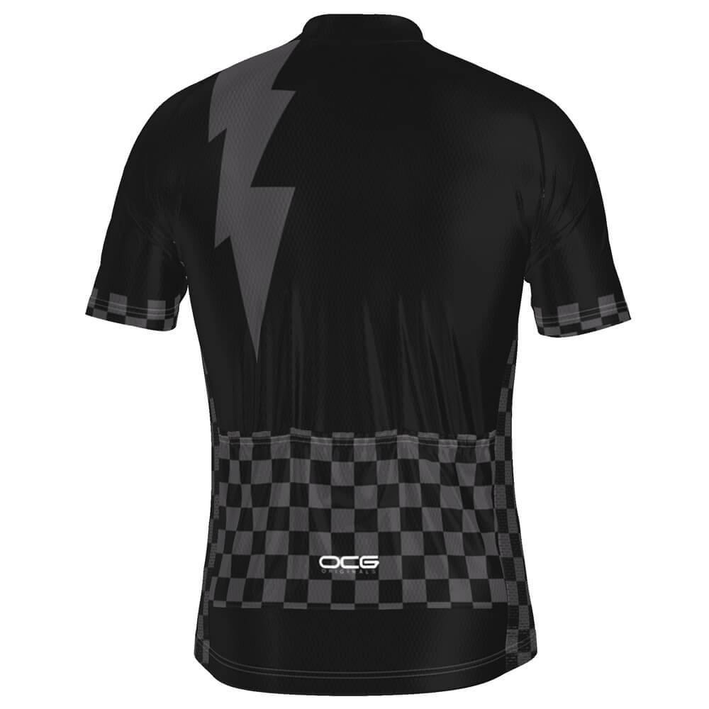 Men's Checkered Lighting Short Sleeve Cycling Jersey