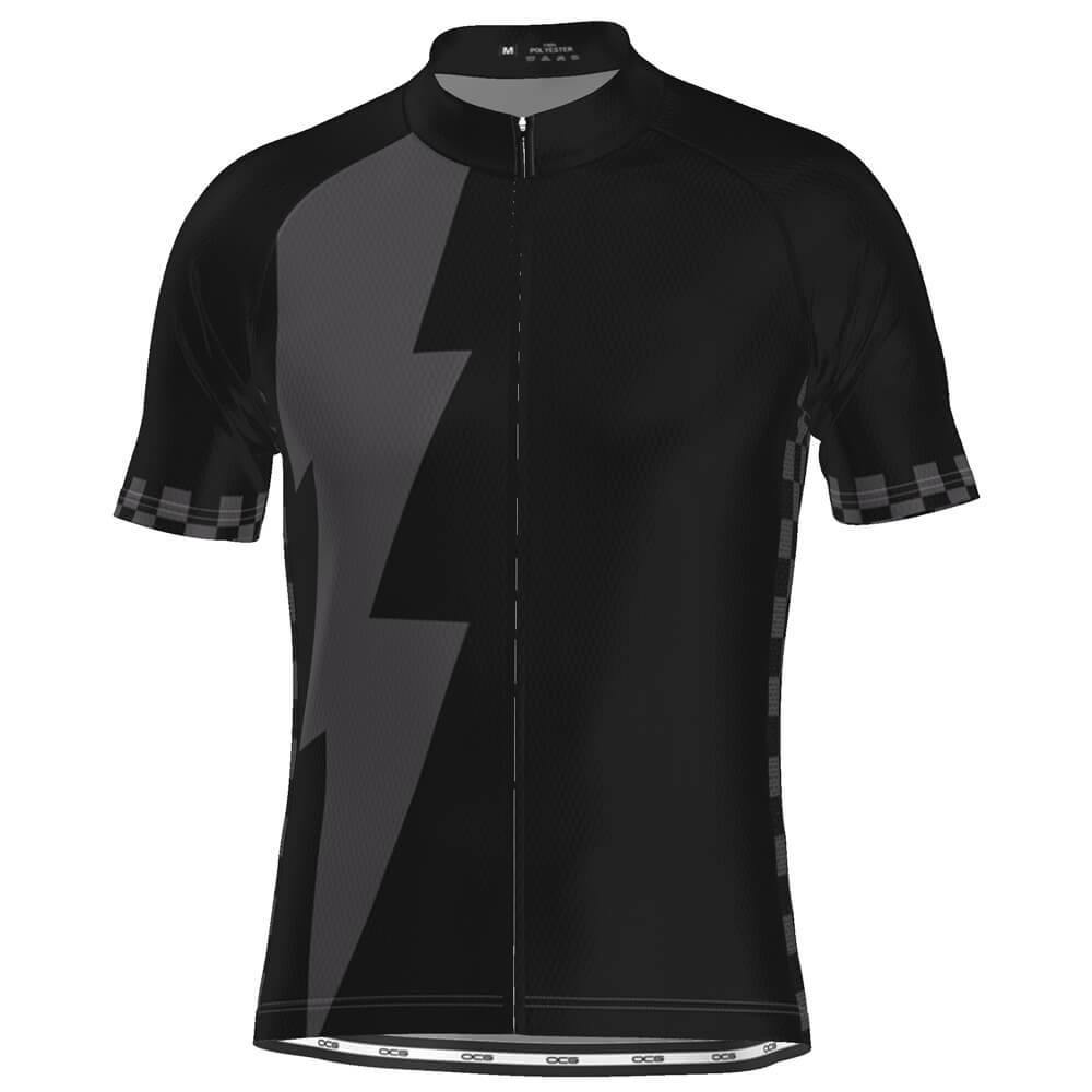 Men's Checkered Lighting Short Sleeve Cycling Jersey