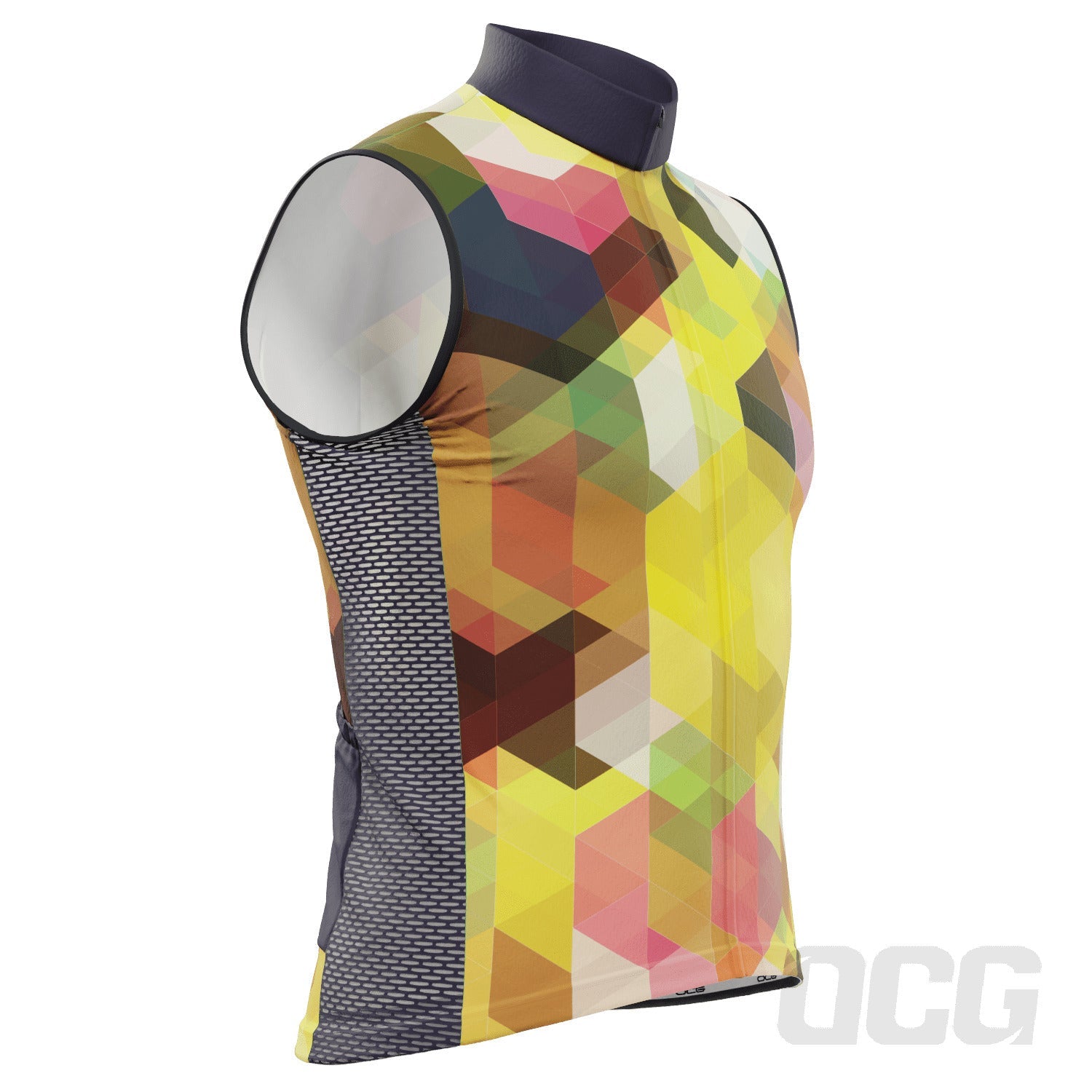 Men's High Viz Mosaic Sleeveless Tech Cycling Jersey